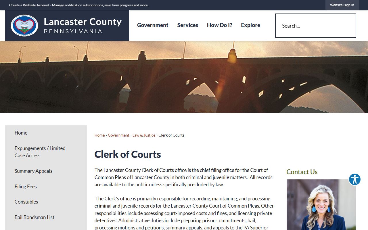 Lancaster County Clerk of Courts at the Lancaster courthouse for civil and divorce decree records