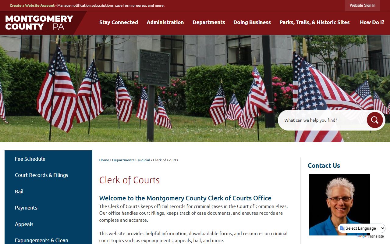 Montgomery County Clerk of Courts website for divorce decree records in Norristown Pennsylvania