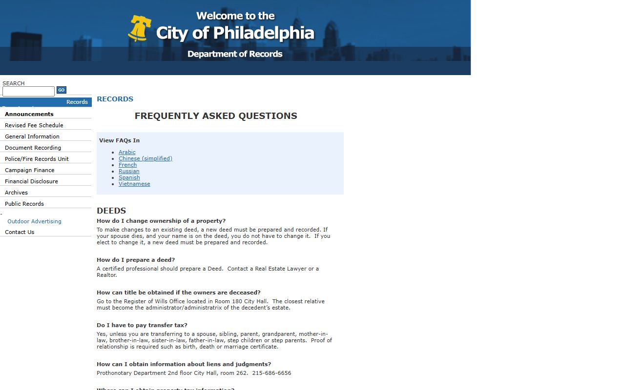 Philadelphia County public records request portal